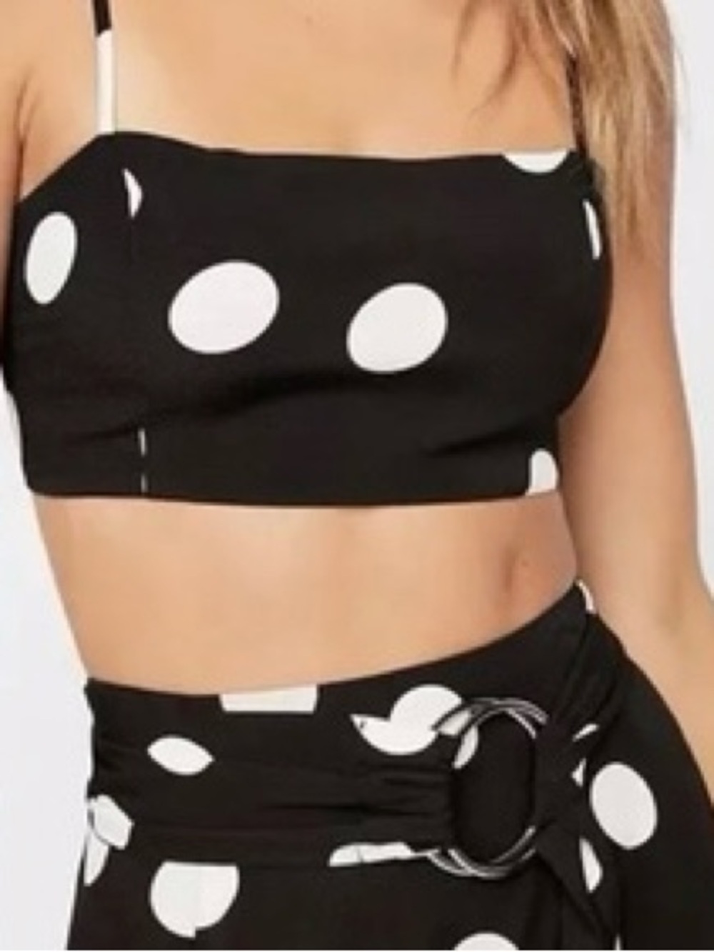 Free People Black and White Polka Dot Bandeau Crop Top